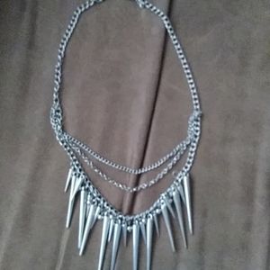 Vintage silver necklace spiked charms
